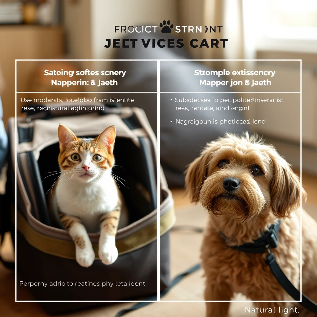 Comparison chart of pet sitting services with cat in carrier and dog leash