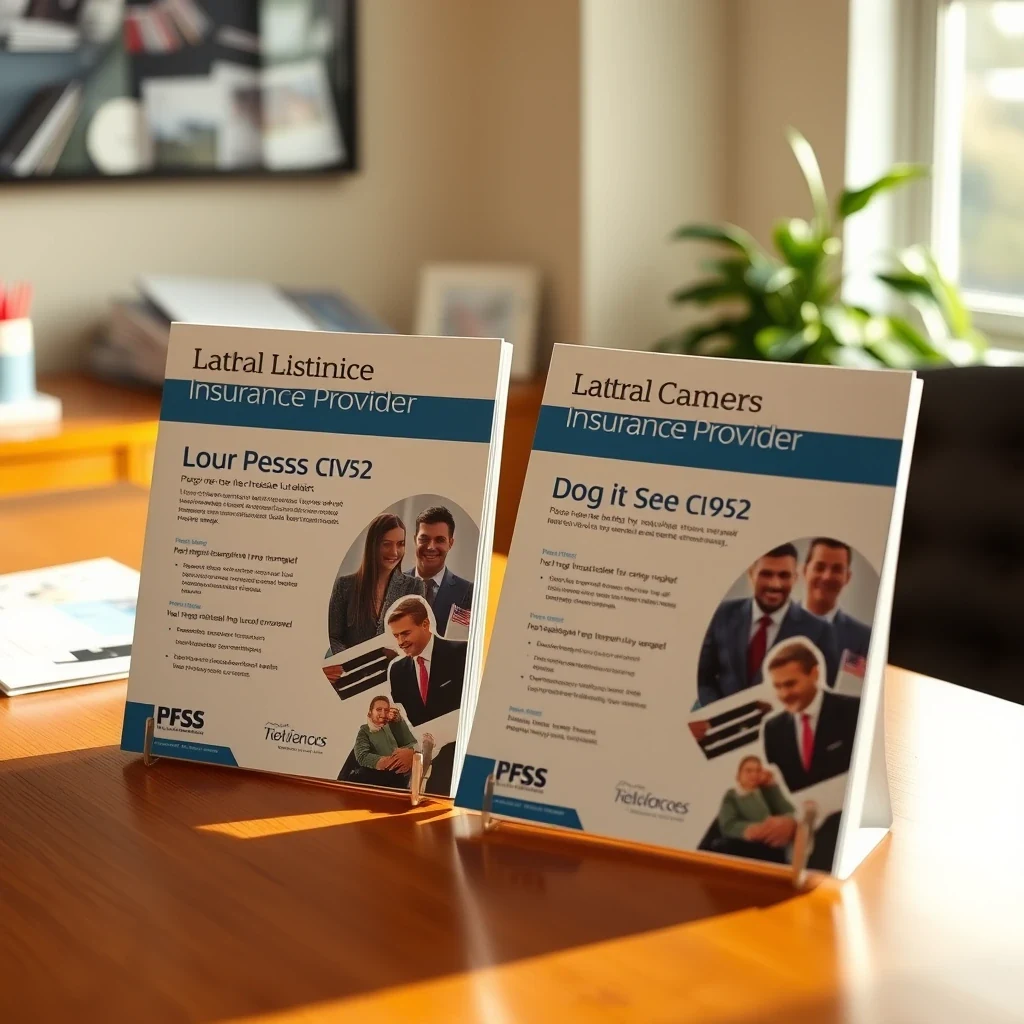 Side-by-side comparison of insurance provider brochures on professional desk