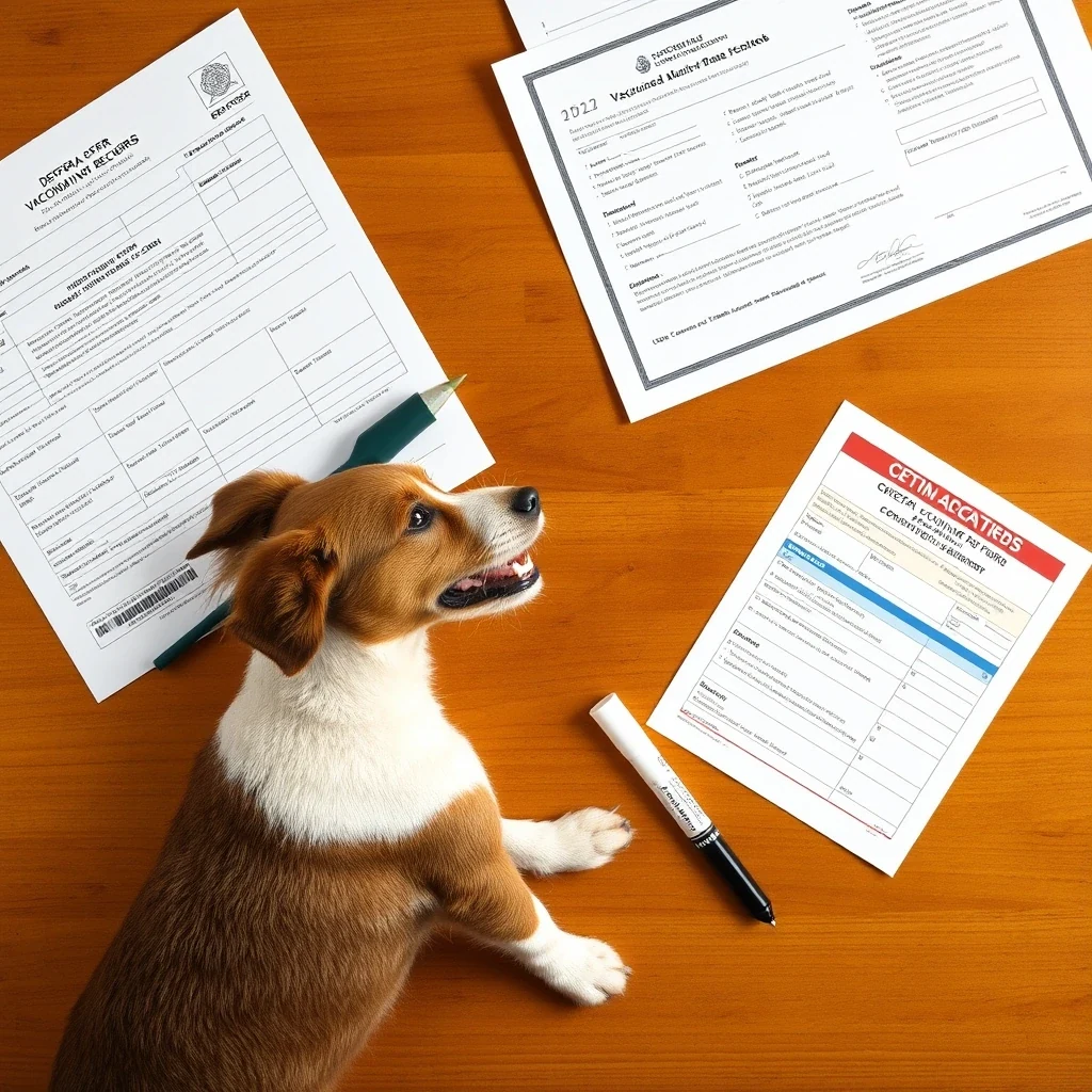DEFRA AHC form and USDA APHIS endorsement papers flat lay