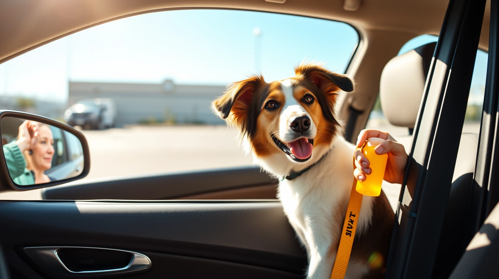 Healthy dog enjoying fresh air through a rolled-down car window
