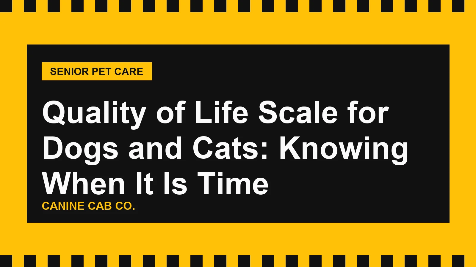 Quality of Life Scale for Dogs and Cats: Knowing When It Is Time
