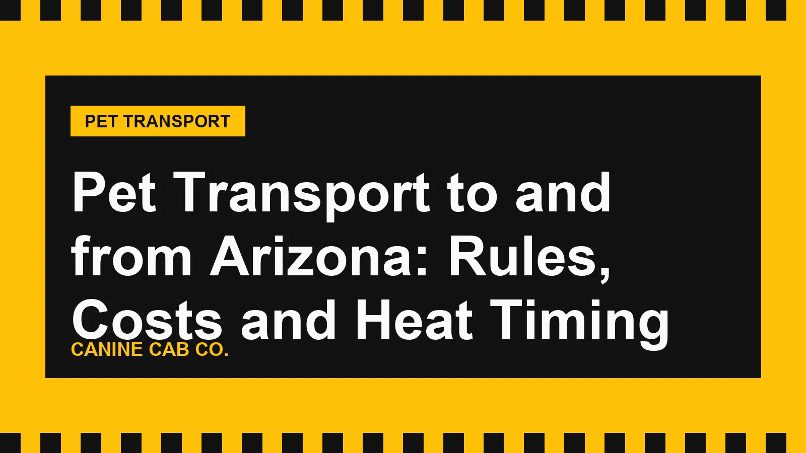 Pet Transport to and from Arizona: Rules, Costs and Heat Timing