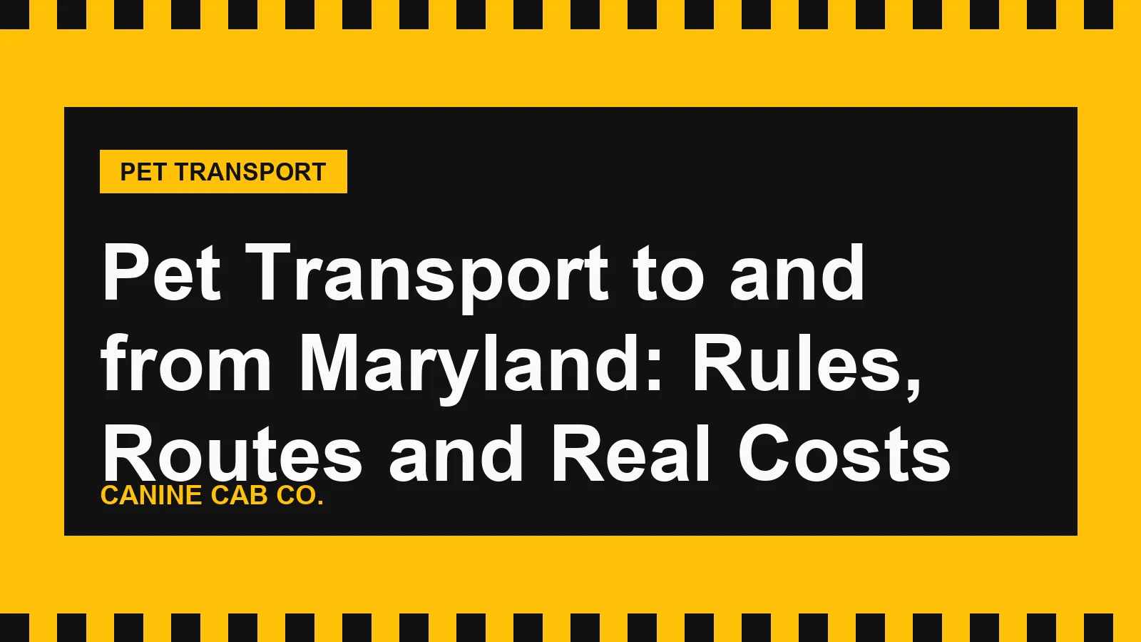 Pet Transport to and from Maryland: Rules, Routes and Real Costs